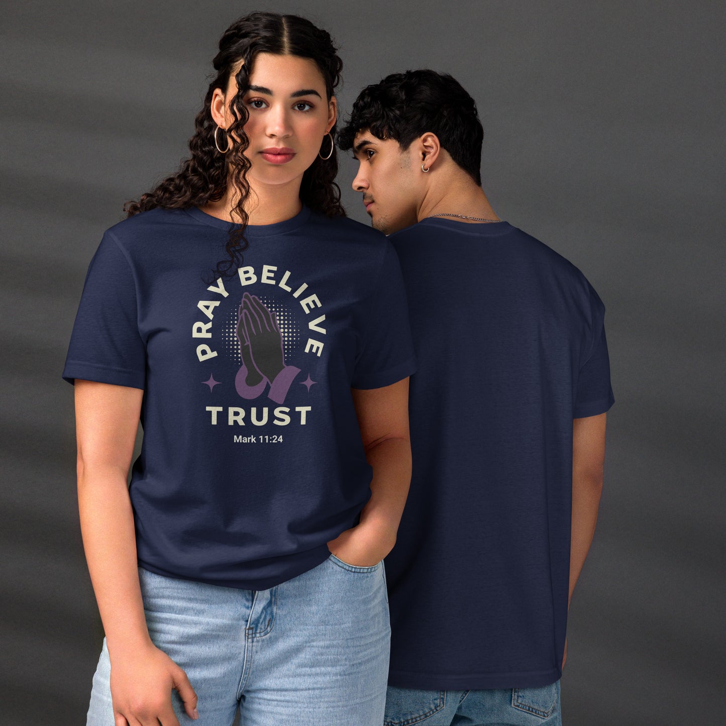 Pray Believe Trust Unisex staple eco t-shirt