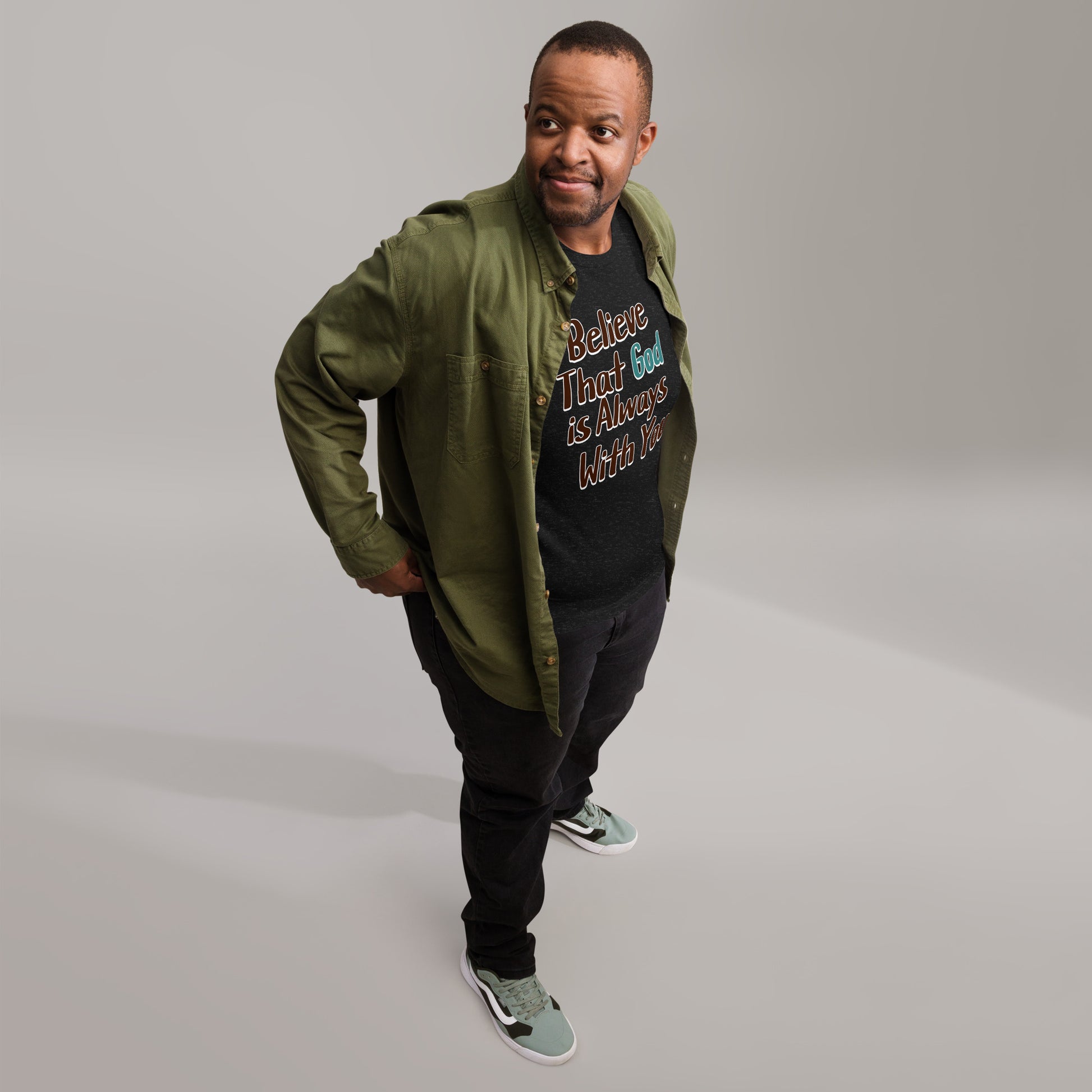 Believe That God Is Always With You Unisex Black T-shirt