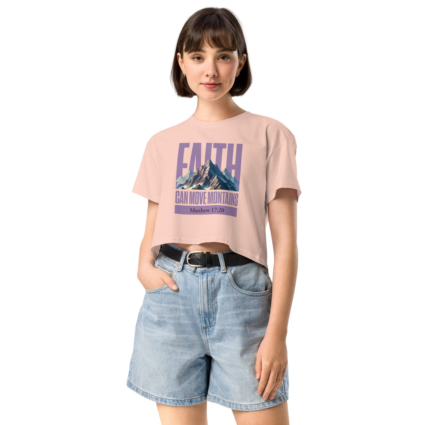 Faith can move mountains Women’s crop top Pale Pink