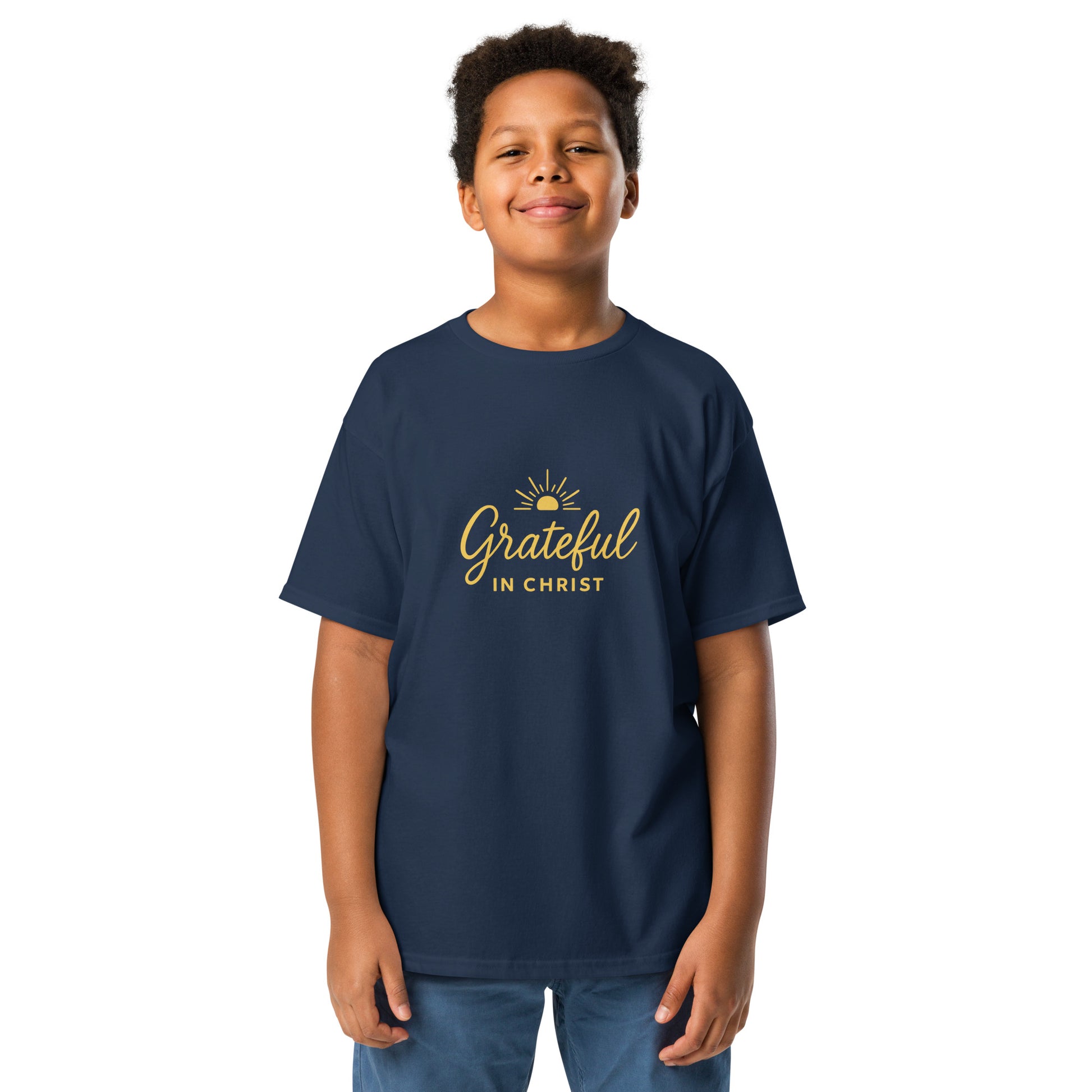 Grateful In Christ Youth classic tee Navy